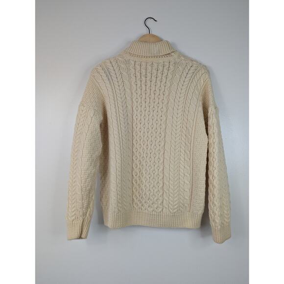 Women's Connemara Knitwear Chunky Cable Knit Irish Wool Turtleneck Sweater - Picture 7 of 9